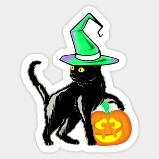 Black  Halloween Cat Sticker